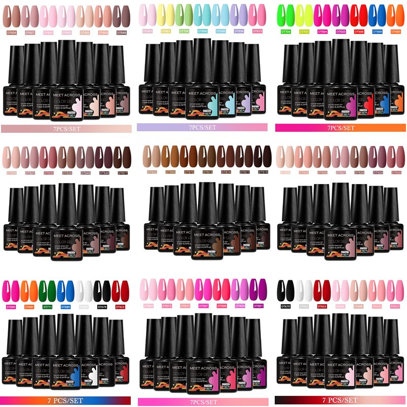 Nail Art Violet - 7pcs 7.3ml Gel Nail Polish Set