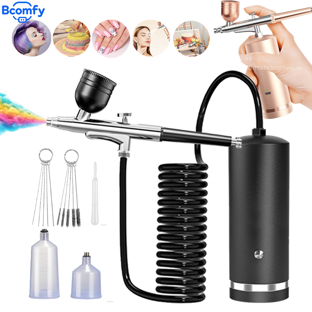 Nail Art Simple - Airbrush with Compressor Rechargeable Air Brush