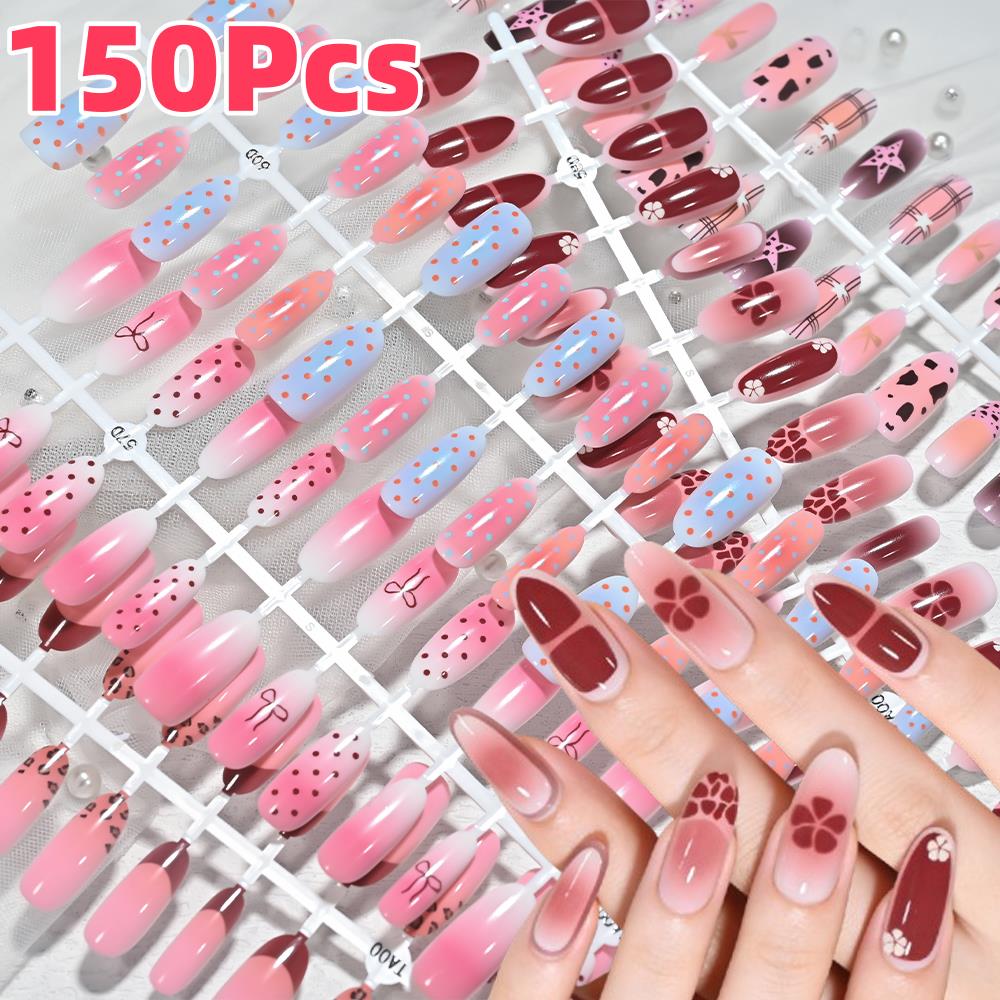 Nail Art Design - 150Pcs Pink Blue Ombre Leopard Polka