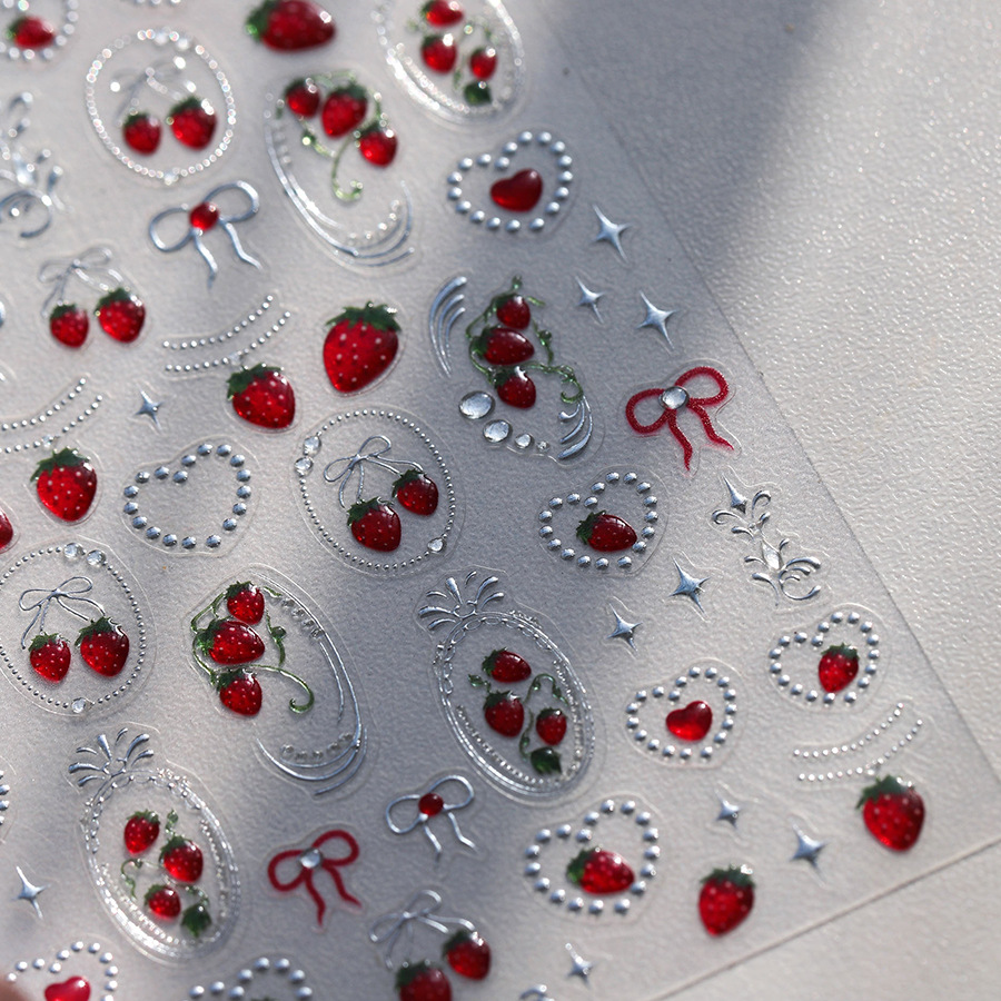 Nail Art Strawberry - Fresh Sweet Fruits Strawberry Cherry Bowknot