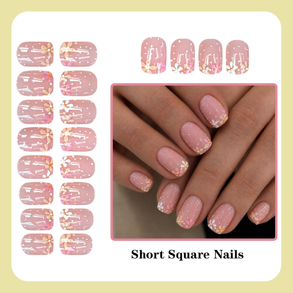 Short Square Reusable Glue‑on  - Nail Art Dusty Pink review and price