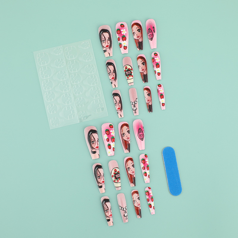 Medium long fake nails for wom - Nail Art Strawberry review and price