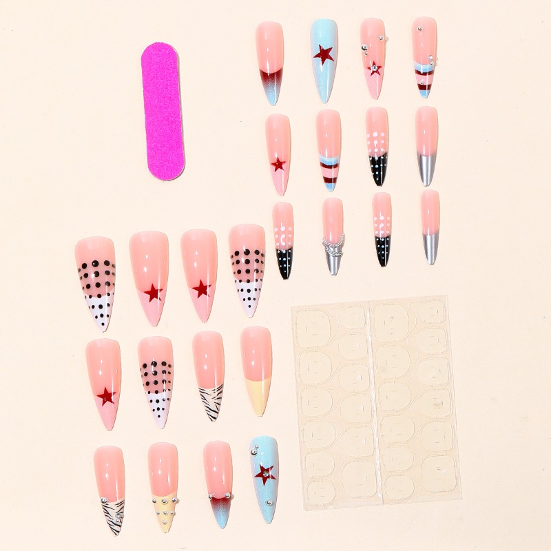 24PCS Y2k Long Stiletto Press  - Nail Art Zebra review and price
