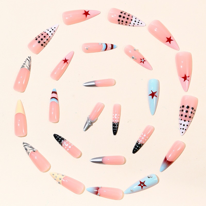 24PCS Y2k Long Stiletto Press  - Nail Art Zebra review and price