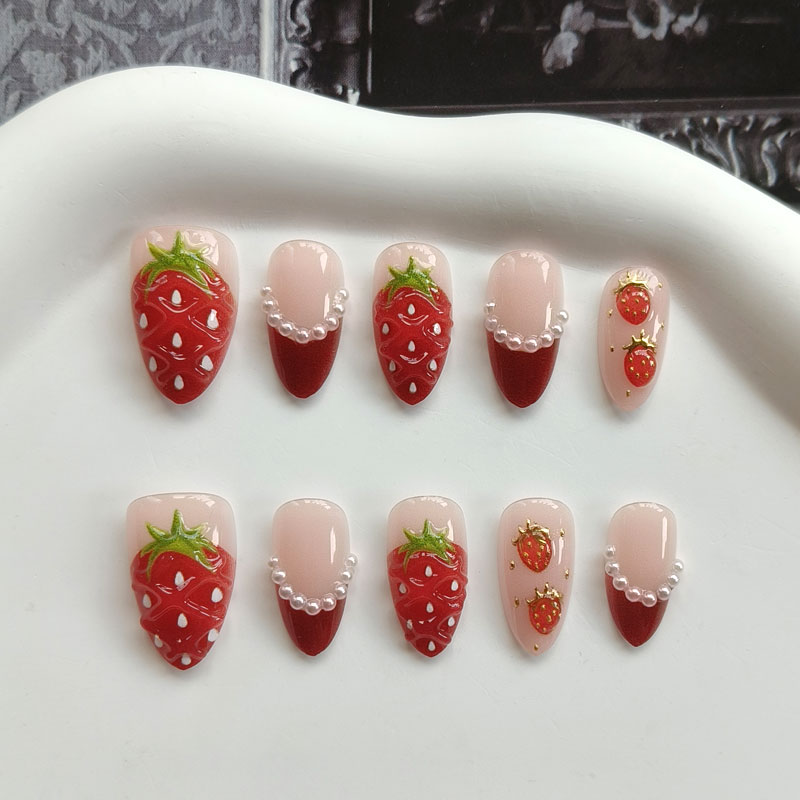10Pcs Women French Style 3D St - Nail Art Strawberry review and price