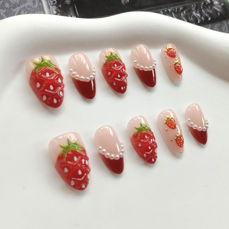 10Pcs Women French Style 3D St - Nail Art Strawberry review and price