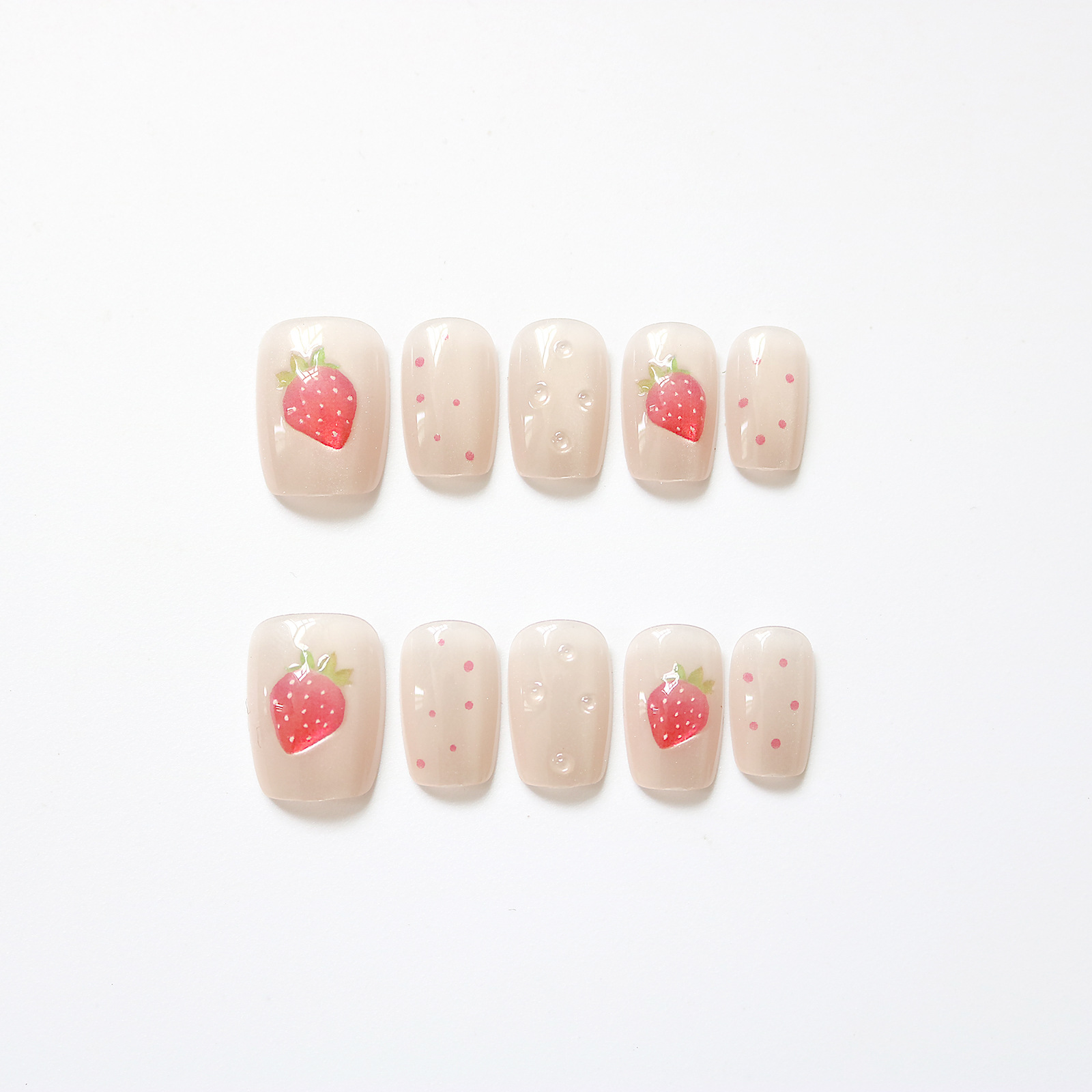 10pcs Short Square Cat Eye Han - Nail Art Strawberry review and price