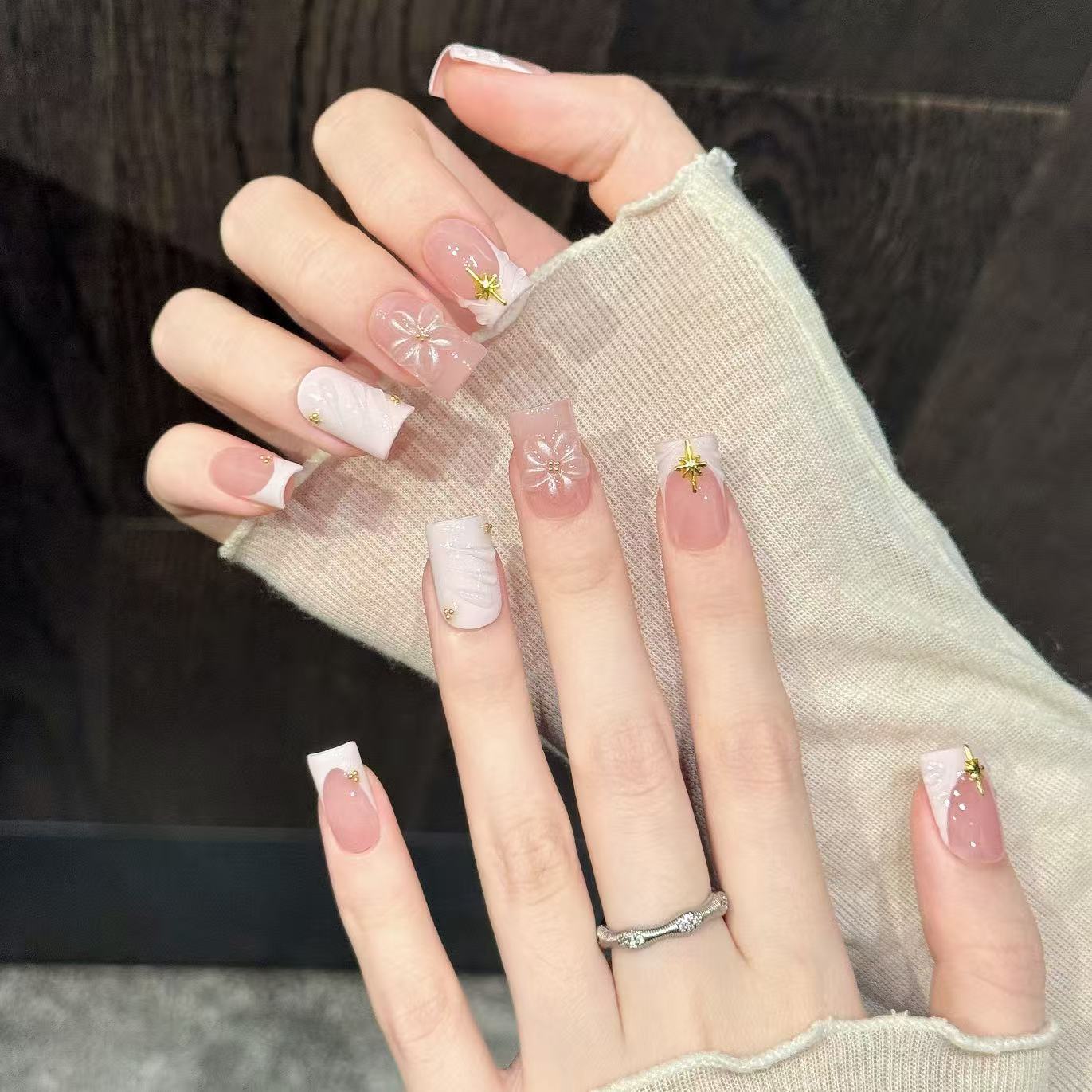 10pcs Handmade Nails Starry Pi - Nail Art Pink Soft review and price