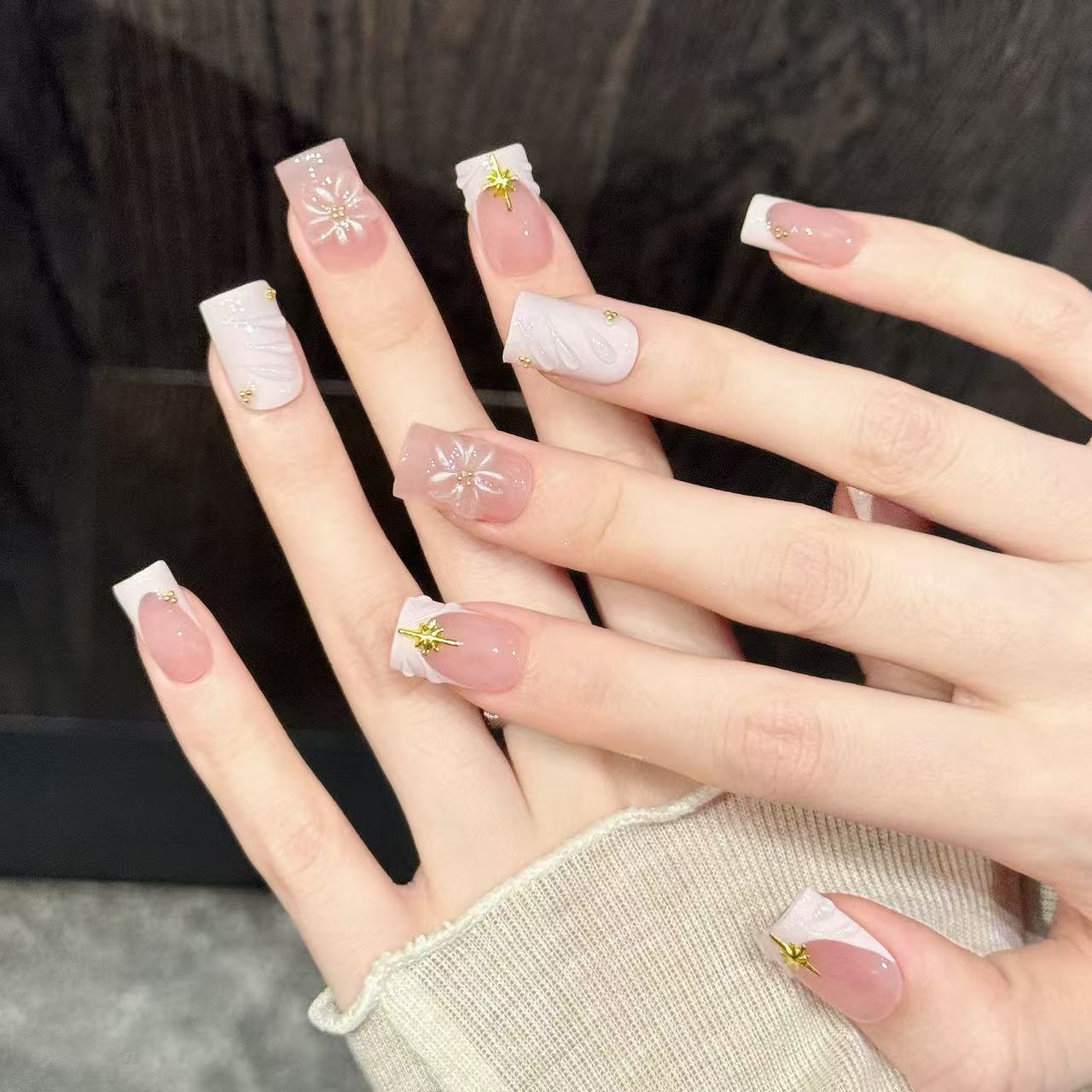 10pcs Handmade Nails Starry Pi - Nail Art Pink Soft review and price