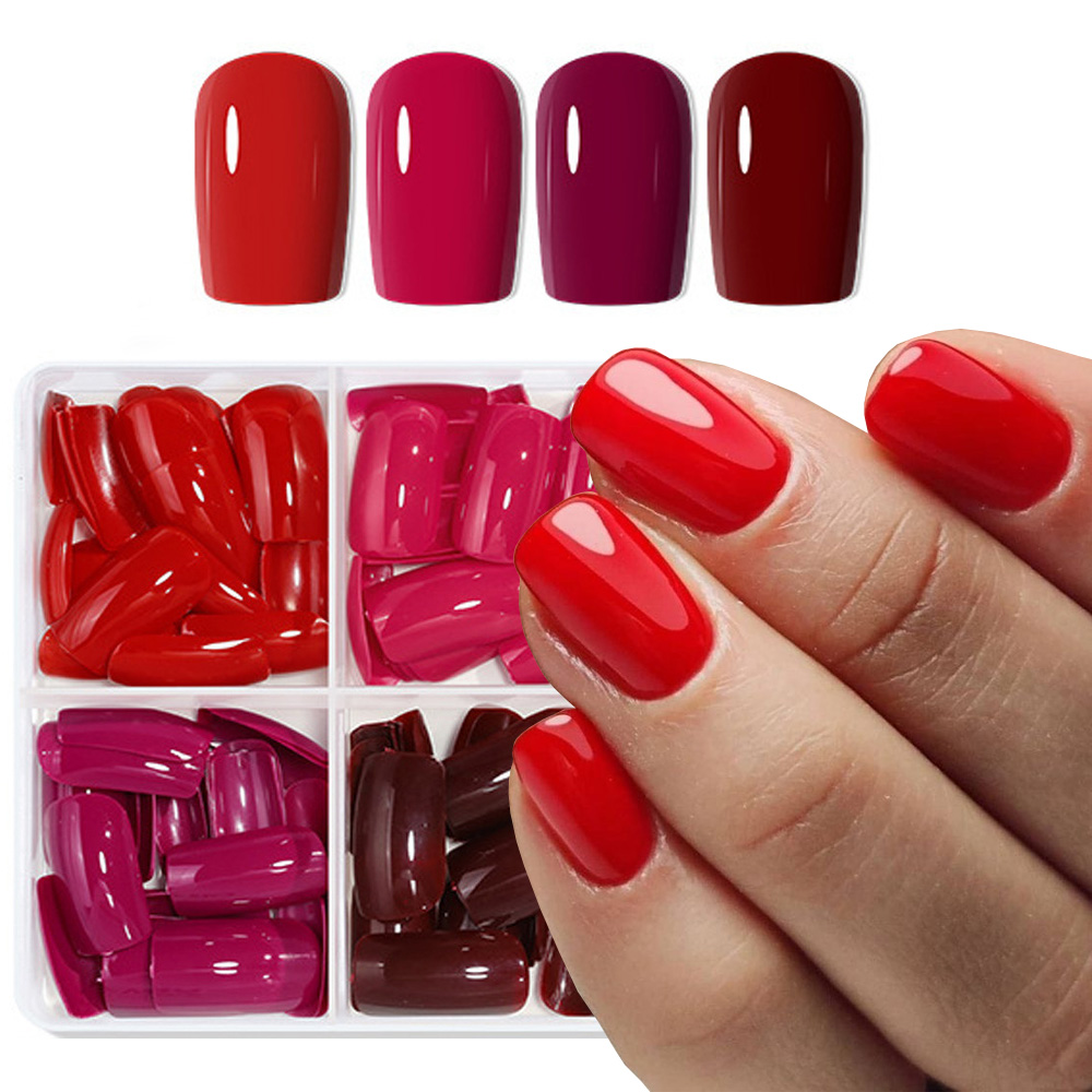 96pcs Solid Red Short Square G - Nail Art Violet review and price