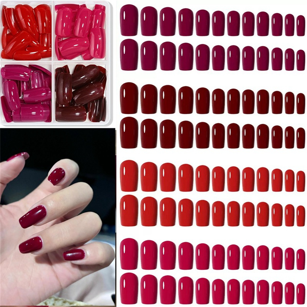 96pcs Solid Red Short Square G - Nail Art Violet review and price
