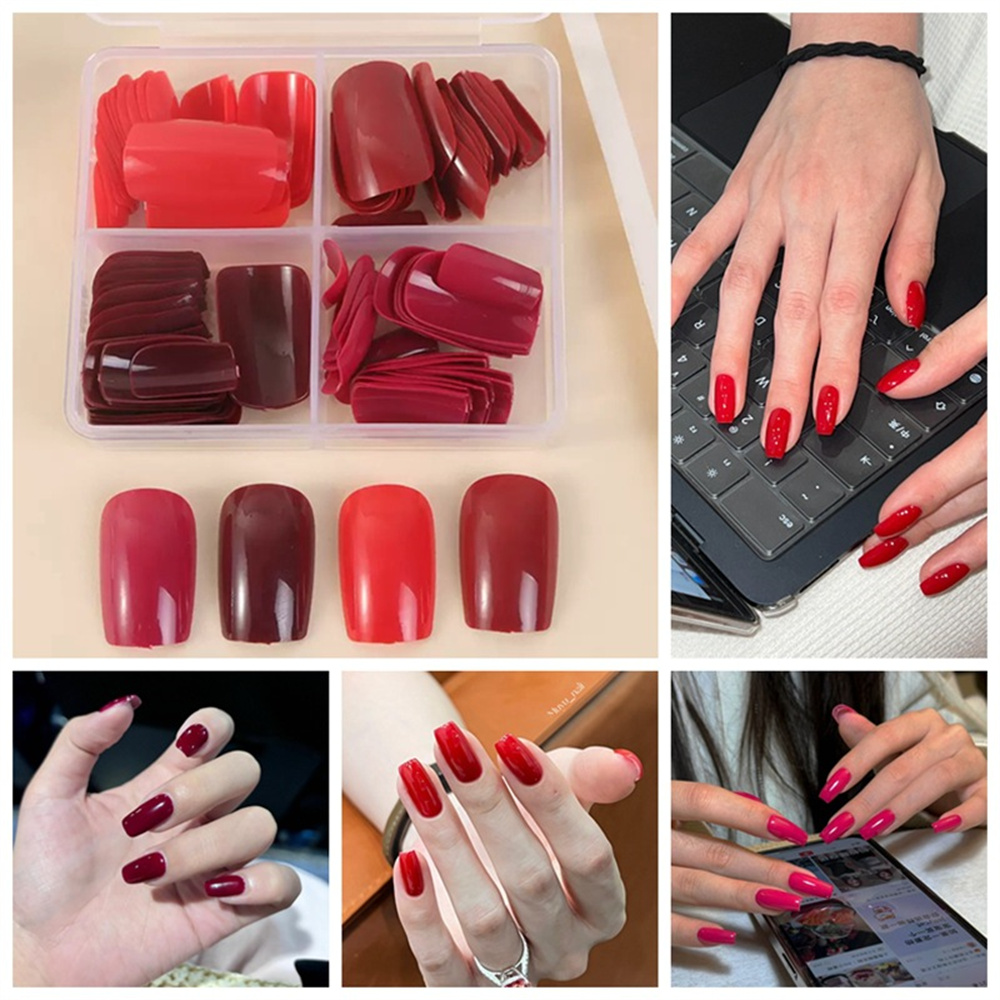 96pcs Solid Red Short Square G - Nail Art Violet review and price