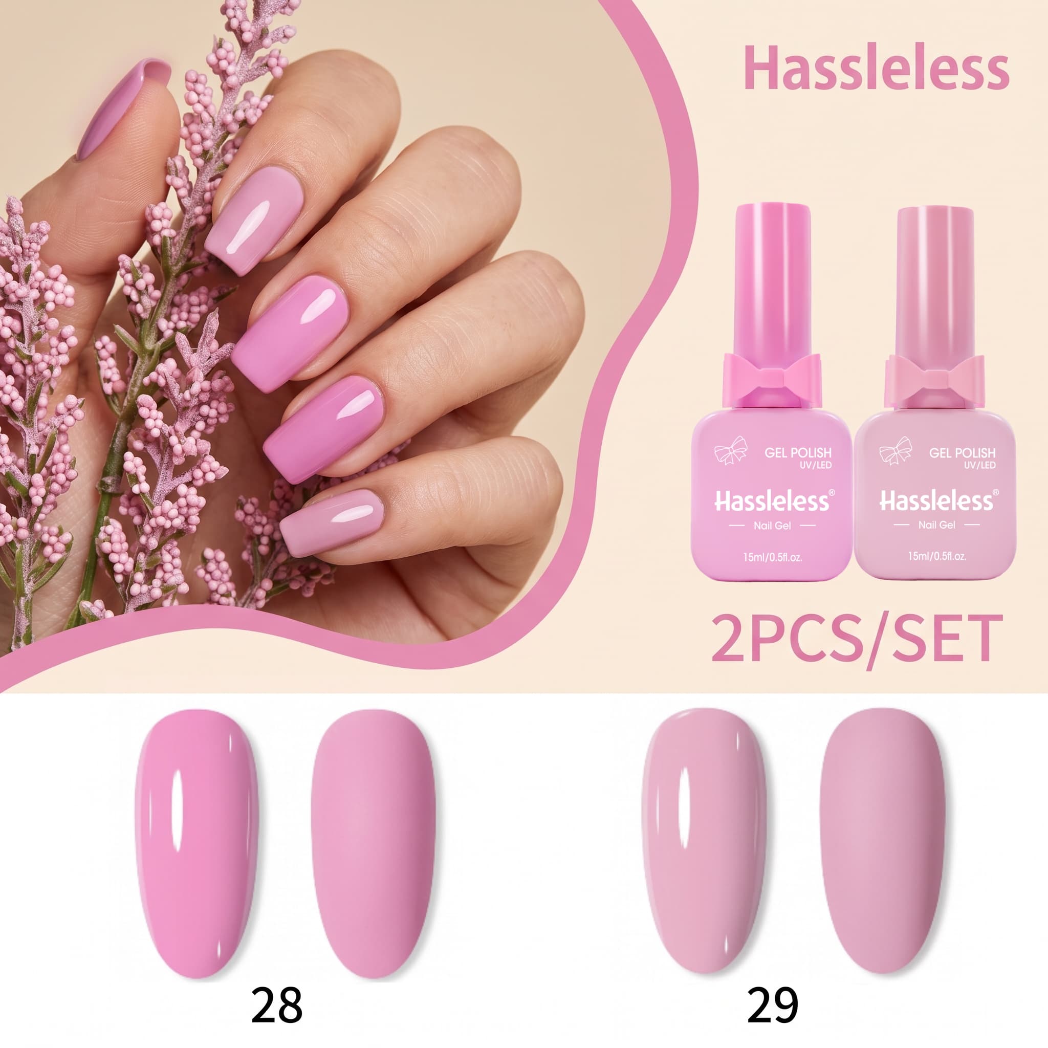Hassleless 2-Piece Gentle Cher - Nail Art Pink Soft review and price