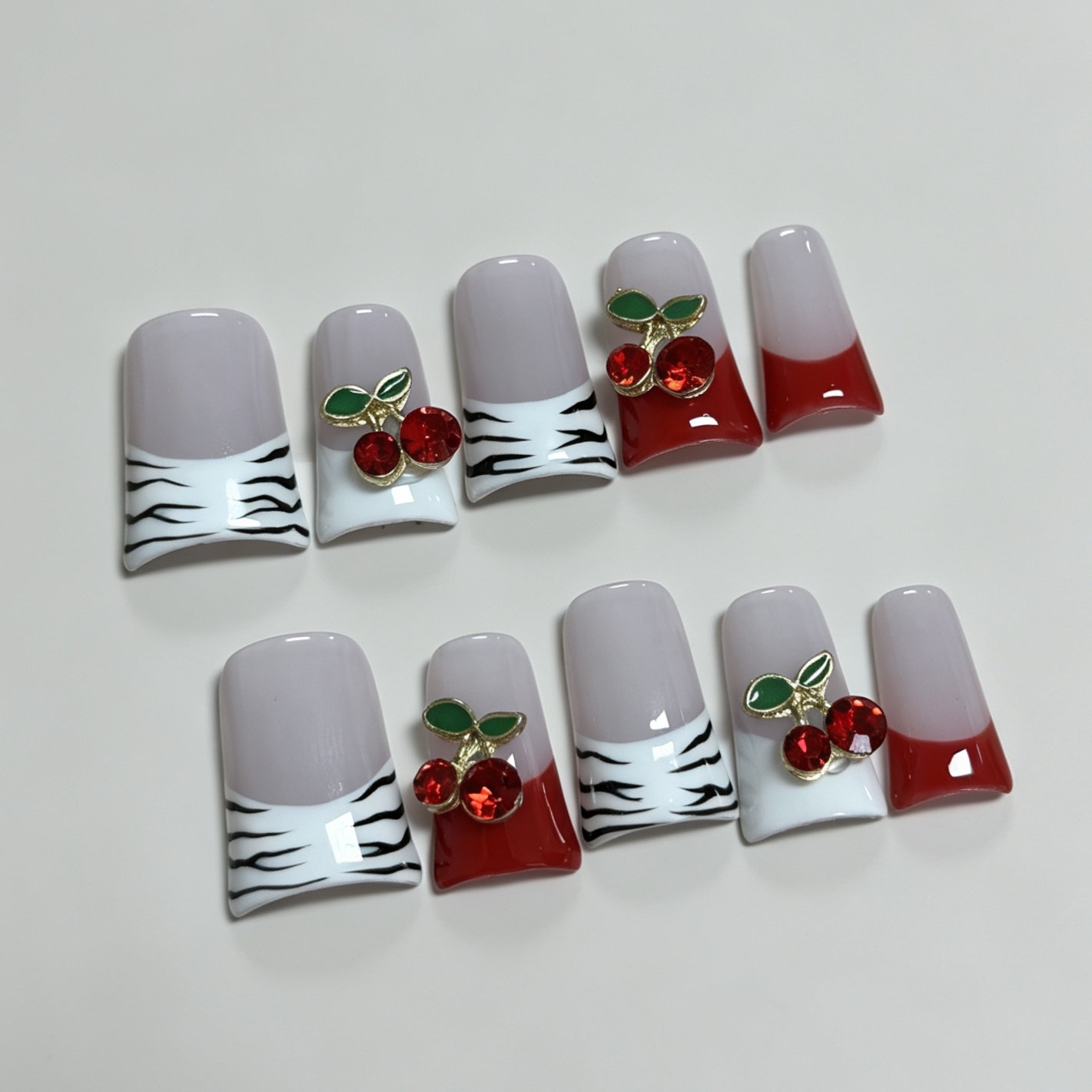 Medium Square 10Pcs French Pre - Nail Art Zebra review and price
