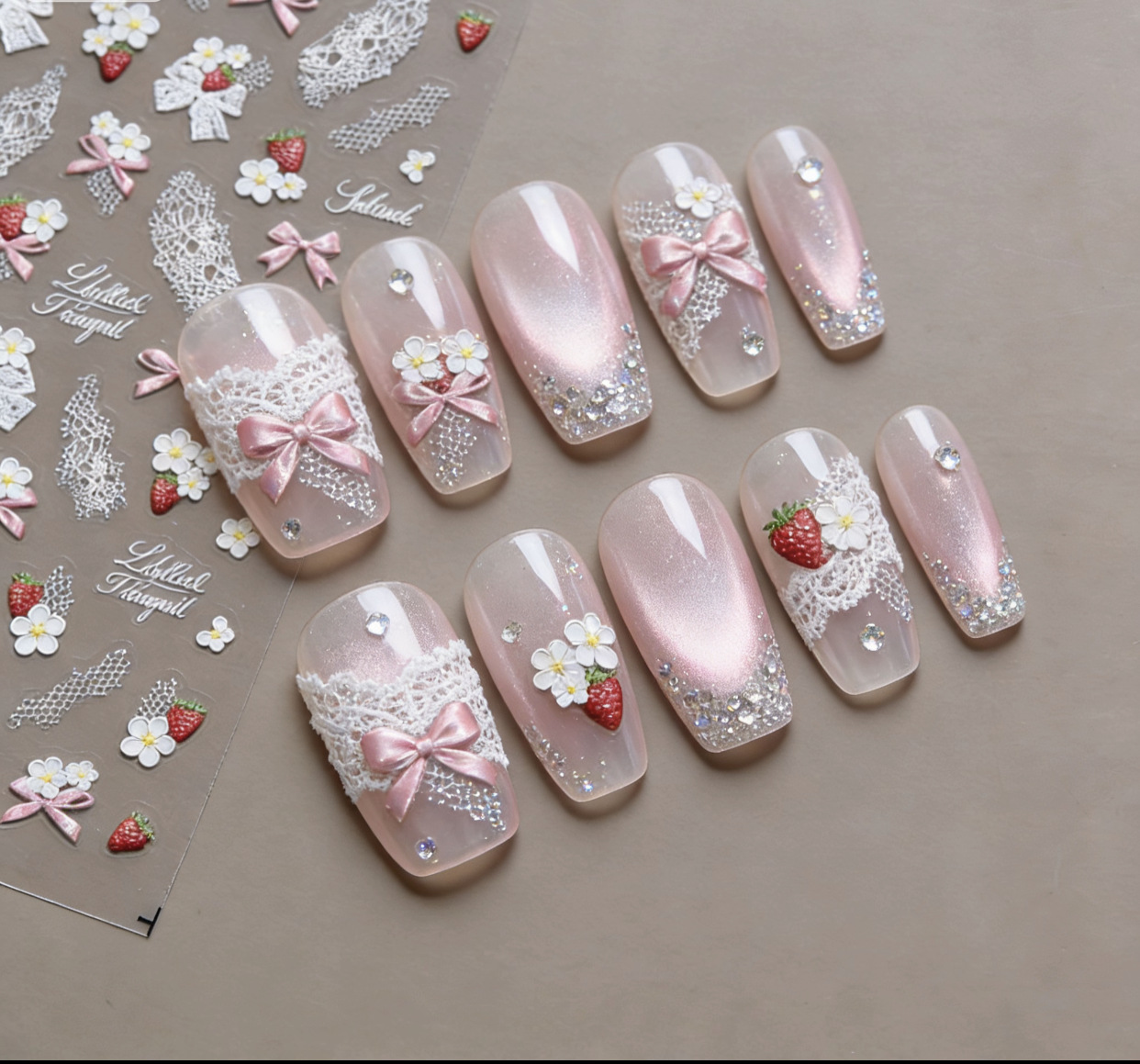 5D Embossed Nail Stickers Swee - Nail Art Strawberry review and price